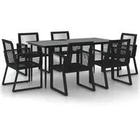 VidaXL PVC-Rattan Garten-Essgruppe 7-tlg. schwarz 3156549