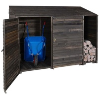 Mendler Geräteschuppen HWC-J75, Geräteschrank Gerätehaus, Holz gebeizt MVG-zertifiziert, 180x250x93cm
