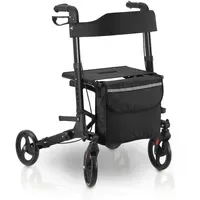 Juskys Aluminium Rollator Vital mit Sitz Schwarz