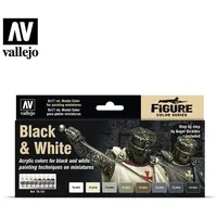 Vallejo 770151 - Farbset, Schwarz & Weiß, 8x17ml