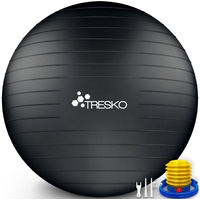TRESKO Gymnastikball mit Pumpe, schwarz