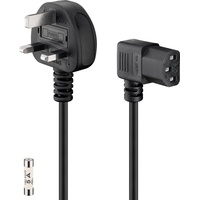 Goobay UK-Geräteanschlusskabel, 2 m, Schwarz - UK 3-Pin-Stecker (Typ