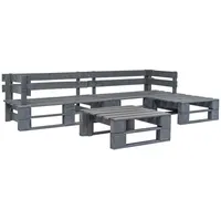 VidaXL 4-tlg. Garten-Sofagarnitur aus Paletten Holz Grau