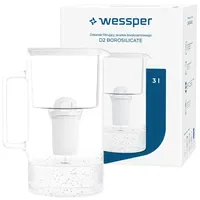 Wessper Wasserfilterkanne Glas Weiß 3 L
