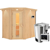 Karibu Energiespar-Sauna Caspin mit Eckeinstieg 68 mm 3,6 kW