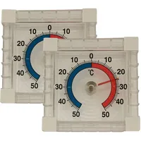 Iloda® 2X Fensterthermometer selbstklebend, transparent und analog ca. 7,5x7,5cm