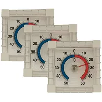 Iloda® 3X Fensterthermometer selbstklebend, transparent und analog ca. 7,5x7,5cm