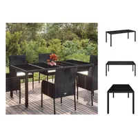 VidaXL Gartentisch mit Glasplatte Schwarz 190x90x75 cm Poly Rattan