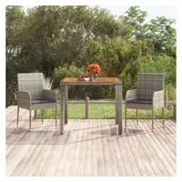 VidaXL Gartentisch mit Holzplatte Grau 90x90x75 cm Poly Rattan