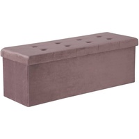 Woltu Sitzhocker Fußhocker mit Stauraum aus Samt rosa -
