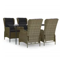 VidaXL 5-tlg. Garten-Essgruppe Braun Poly Rattan