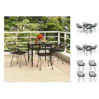VidaXL 5-tlg. Garten-Essgruppe Schwarz Poly Rattan