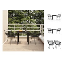 VidaXL 3-tlg. Garten-Essgruppe Schwarz Poly Rattan