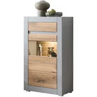 Furn.design Vitrine, in Platingrau matt und Zinneiche Wohn- und