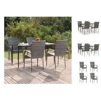VidaXL 5-tlg. Garten-Essgruppe Grau Poly Rattan