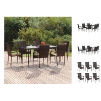VidaXL 7-tlg. Garten-Essgruppe Braun Poly Rattan