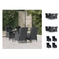 VidaXL 5-tlg. Garten-Essgruppe Dunkelgrau Poly Rattan