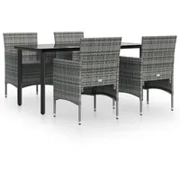 VidaXL 5-tlg. Garten-Essgruppe mit Kissen Grau und Schwarz