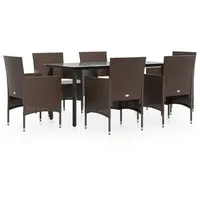 VidaXL 7-tlg. Garten-Essgruppe mit Kissen Braun und Schwarz
