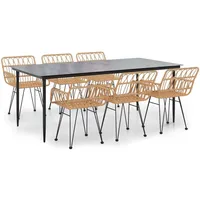 VidaXL 7-tlg. Garten-Essgruppe Poly Rattan