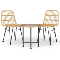 VidaXL 3-tlg. Garten-Essgruppe Poly Rattan