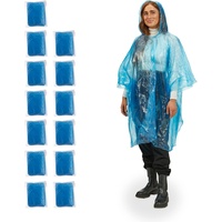Relaxdays Regenponcho Einweg, 13er Set, Einmal Regencape mit Kapuze,