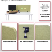 MCW Akustik-Tischtrennwand MCW-G75, Büro-Sichtschutz Schreibtisch Pinnwand, doppelwandig Stoff/Textil ~