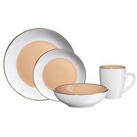 Neuetischkultur Kombiservice 16-teilig Metallic rim Cremeweiß Hellbraun