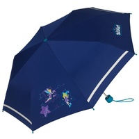 Scout Kinder-Taschenschirm mit reflektierendem Streifen Blue Star, 90 cm