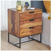 Wohnling Nachttisch Boxspringbett Massivholz 50x40x65 cm Nachtkommode Schubladen,