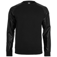 URBAN CLASSICS Raglan Leather Imitation Crew T-Shirt Black /