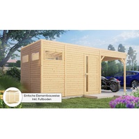 Konifera Gartenhaus "Cubus 3 Lounge", beige (naturbelassen), Fußboden im