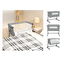 VidaXL Babybett mit Matratze Hellgrau Leinenstoff