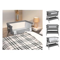 VidaXL Babybett mit Matratze Dunkelgrau Leinenstoff