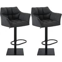 CLP 2er Set Barhocker Damaso Stoff schwarz/dunkelgrau