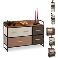 Relaxdays Schubladenschrank 58 x 87,5 x 31,5 cm Braun