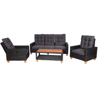 MCW Gartengarnitur G28 Rattan 4-teilig Anthrazit Kissen Grau