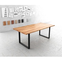 DeLife Esszimmertisch Edge Akazie Natur 200x100 Metall schwarz Live-Edge