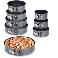 Relaxdays Springform Set, 8 runde Backformen, Ø 14/16/18/20/22/24/26/28 cm,