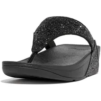 FitFlop Damen LULU Crystal Toe-Post Sandalen, Schwarz (Black Glitter),