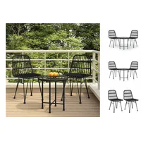 VidaXL 3-tlg. Garten-Essgruppe Schwarz Poly Rattan