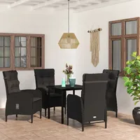 VidaXL 5-tlg. Garten-Essgruppe mit Kissen Schwarz
