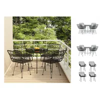 VidaXL 5-tlg. Garten-Essgruppe Schwarz Poly Rattan