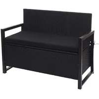 MCW Poly-Rattan 2er Sitzbank MCW-F39, Gartenbank Truhenbank, Staufach Aufbewahrung