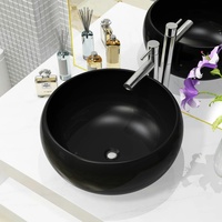 VidaXL Waschbecken Keramik Rund Schwarz 40 x 15 cm