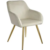 Tectake Esszimmerstuhl Marilyn gepolstert creme/gold