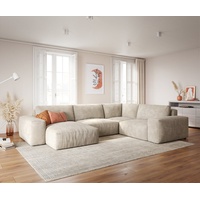 DeLife Lanzo XL 360x260 cm Cord Beige Recamiere variabel