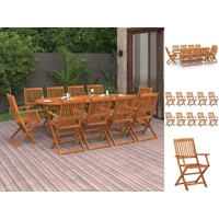 VidaXL 11-tlg. Garten-Essgruppe 220x90x75 cm Massivholz Akazie