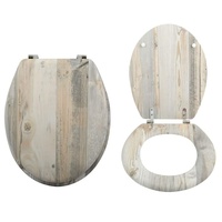 MSV WC Sitz Toilettendeckel MDF Holzkern „Ombo Landhaus“ Scharniere