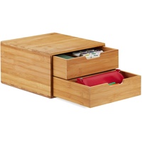 Relaxdays Schubladenbox Bambus, Schubladen Organizer, natürliche Optik, Tischorganizer Büro,